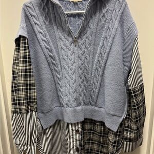 Women's Blue Cable Knit Sweater